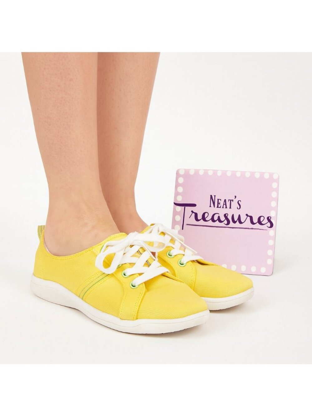 Vionic Beach STINSON Yellow Canvas Padded Insole Washable Lace Up Sneakers Sz 7